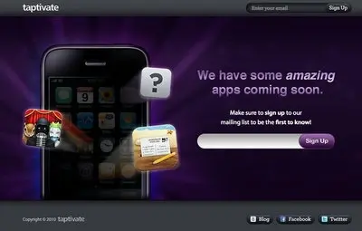 Coming soon example from taptivate.com