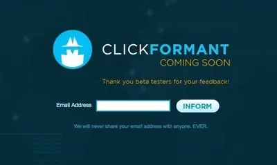 Coming soon example from clickformant.com