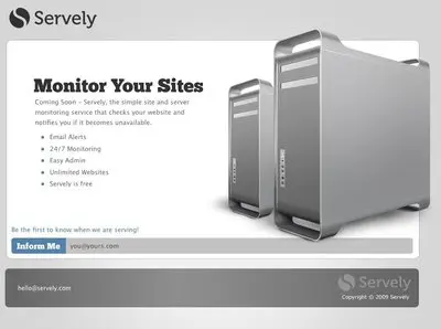 Coming soon example from servely.com