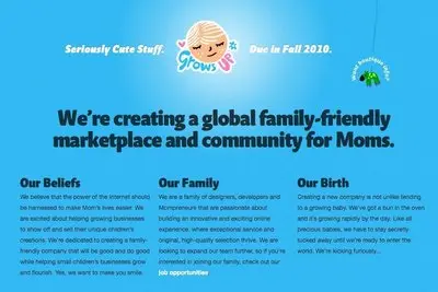 Coming soon example from growsup.com