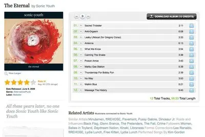 Lists example from emusic.com