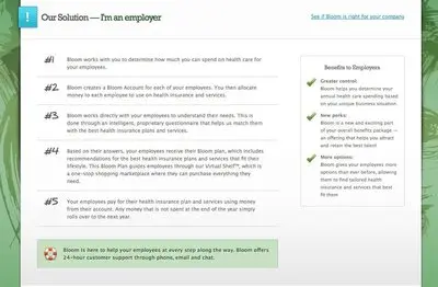Lists example from gobloomhealth.com