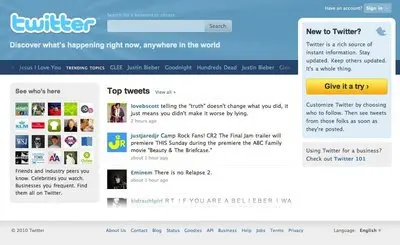 Lists example from twitter.com
