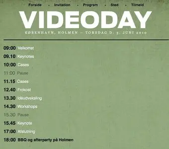 Schedule example from videoday.dk
