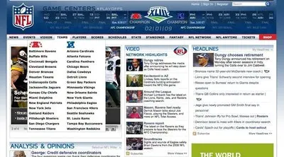 Horizontal Dropdown Menu example from nfl.com