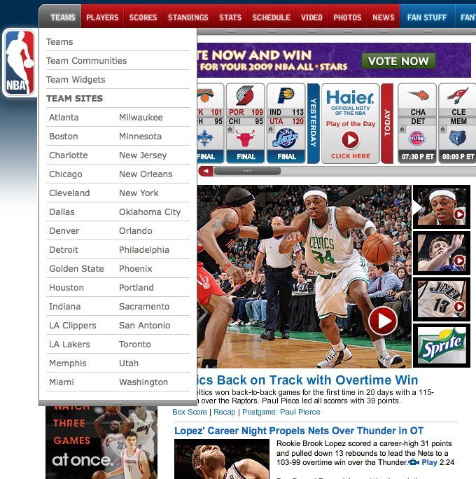Screenshot of nba.com