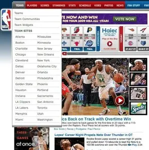 Vertical Dropdown Menu example from nba.com