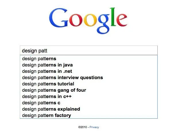 Autocomplete example from google.com
