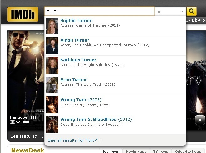 Screenshot of imdb.com