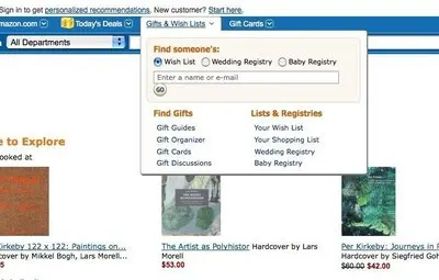 Vertical Dropdown Menu example from amazon.com