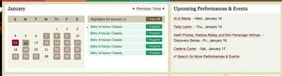 Calendars example from wolftrap.org