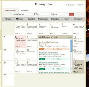 Calendars example from wolftrap.org