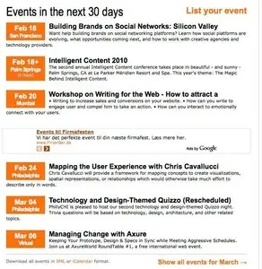 Calendars example from events.boxesandarrows.com