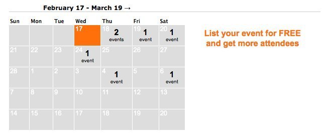 Screenshot of events.boxesandarrows.com