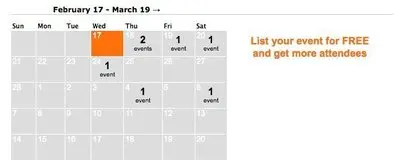 Calendars example from events.boxesandarrows.com