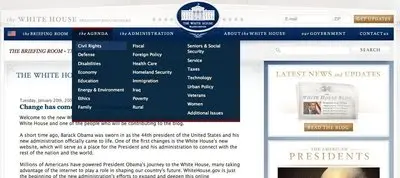 Vertical Dropdown Menu example from whitehouse.gov