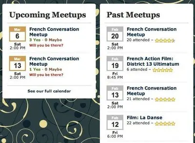 Calendars example from meetup.com