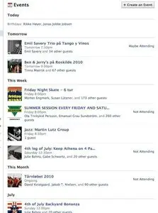 Calendars example from facebook.com