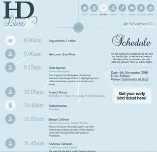 Schedule example from hd-live.co.uk