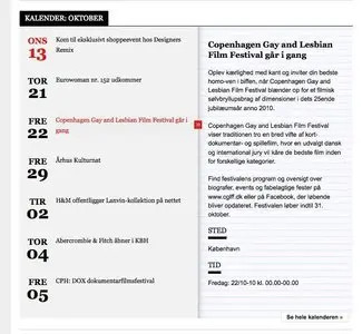 Calendars example from eurowoman.dk