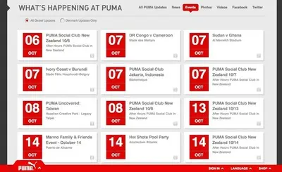 Calendars example from puma.com