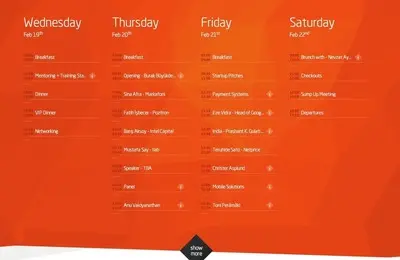 Schedule example from startupturkey.com