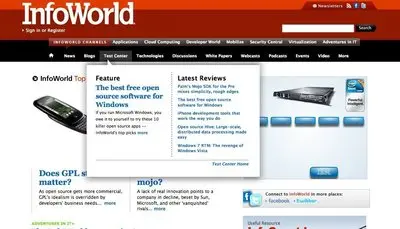Vertical Dropdown Menu example from infoworld.com