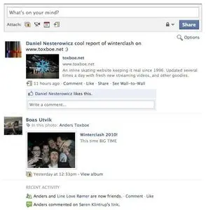 Activity Stream example from facebook.com