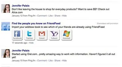 Activity Stream example from friendfeed.com