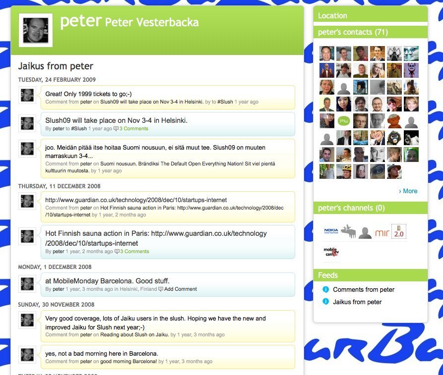 Screenshot of peter.jaiku.com