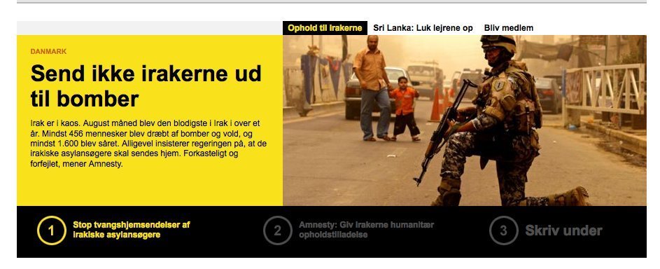 Screenshot of amnesty.dk