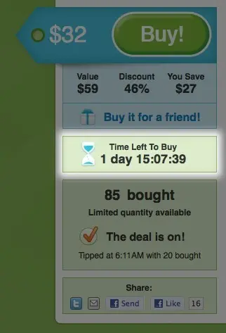 Limited duration example from groupon.com