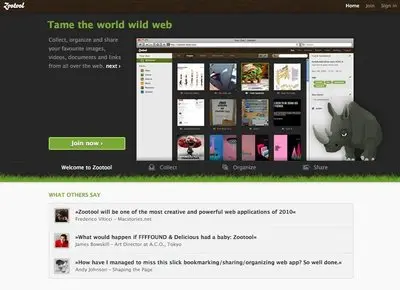 Value propositions example from zootool.com