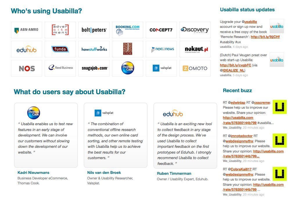 Screenshot of usabilla.com
