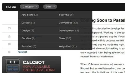 Vertical Dropdown Menu example from tapbots.com