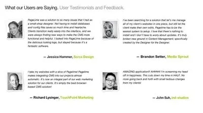 Social Proof example from pagelime.com