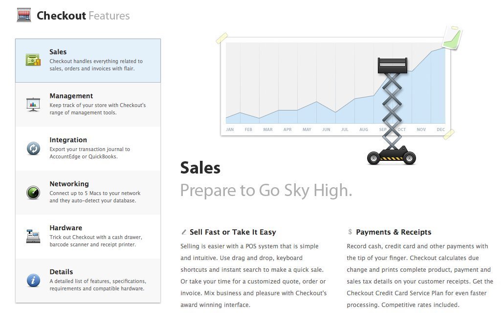 Screenshot of checkoutapp.com-features#sales