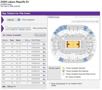 Displaying data example from teamexchange.ticketmaster.com