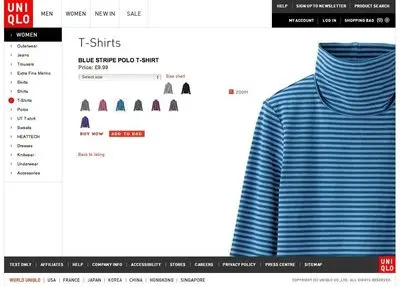 Product pages example from uniqlo.co.uk