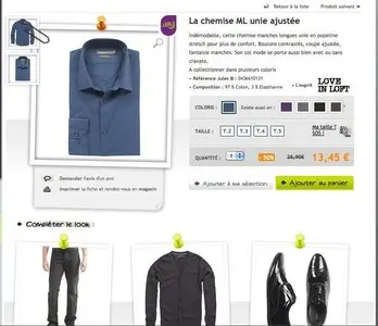 Product pages example from jules.fr