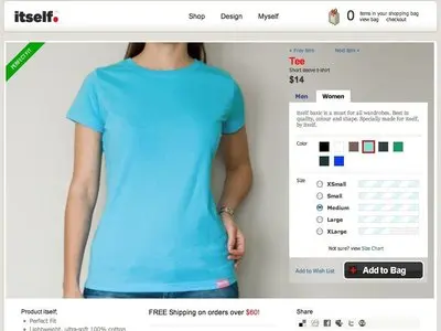 Product pages example from hereitself.com