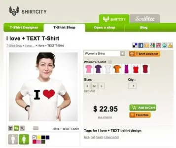 Product pages example from shirtcity.us