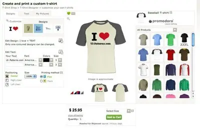 Product pages example from shirtcity.com