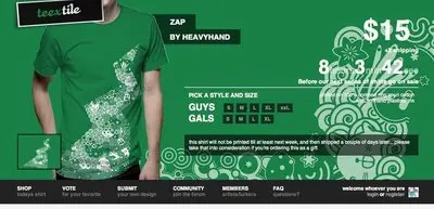 Product pages example from teextile.com