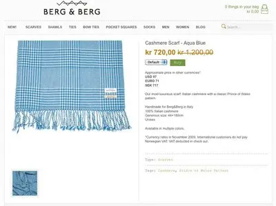 Product pages example from bergbergstore.com