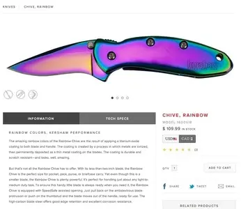 Product pages example from kershaw.kaiusaltd.com