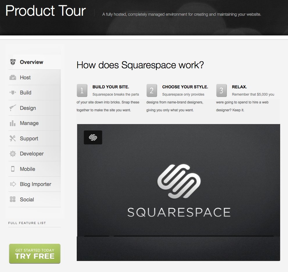 Screenshot of squarespace.com