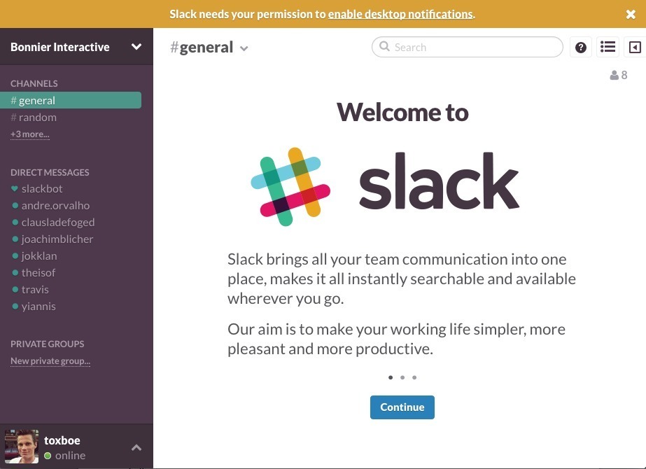 Screenshot of slack.com
