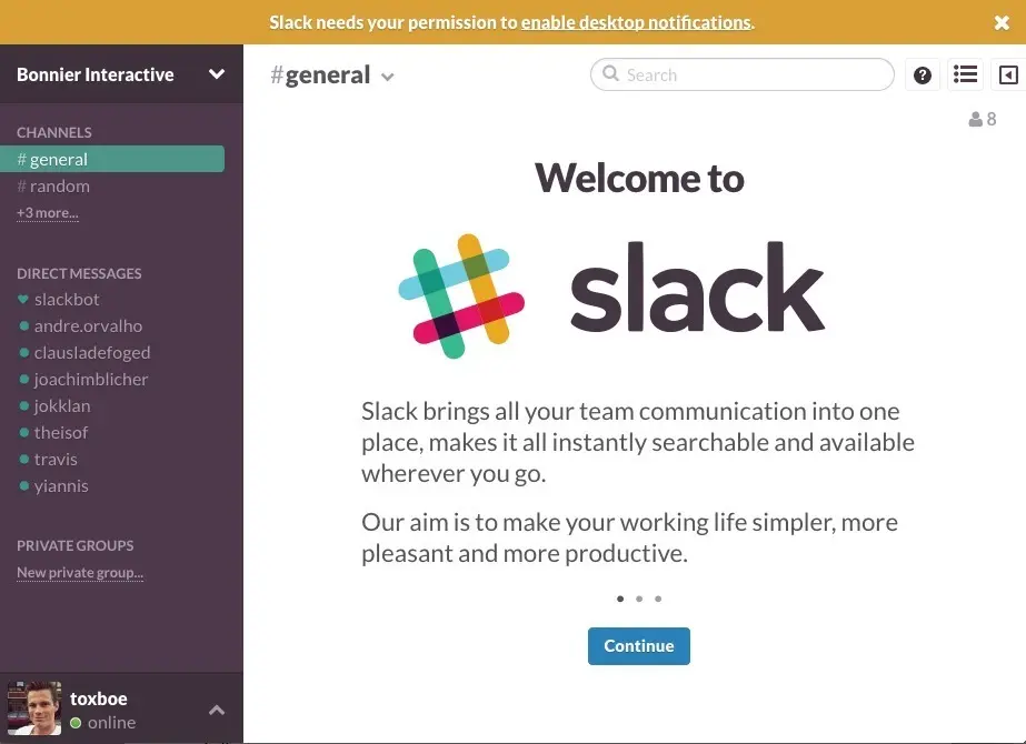 Walkthrough example from slack.com