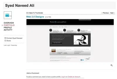 Galleries example from coroflot.com